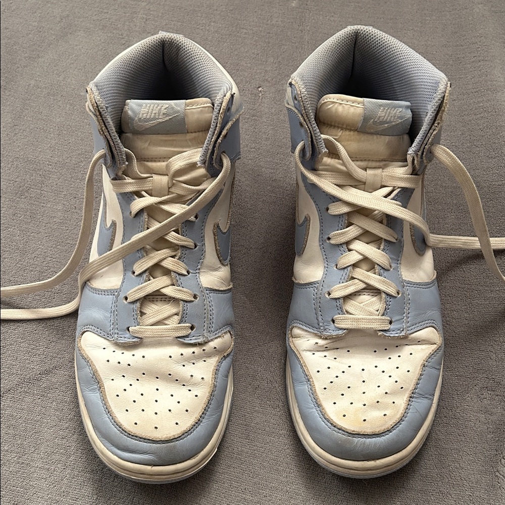 Nike dunks high blue and white womens shoes